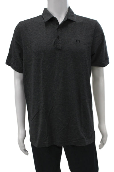 Travis Mathew Mens Striped Collared Short Sleeve Polo Shirt Blue Gray L