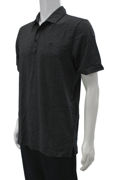 Travis Mathew Mens Striped Collared Short Sleeve Polo Shirt Blue Gray L