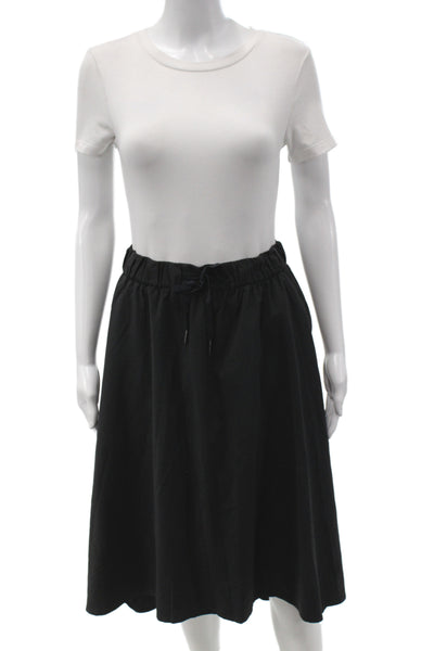 Lululemon Women A-Line Skirt Black Drawstring Midi Athleisure Polyester Size 6