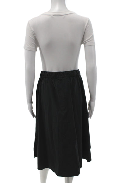 Lululemon Women A-Line Skirt Black Drawstring Midi Athleisure Polyester Size 6