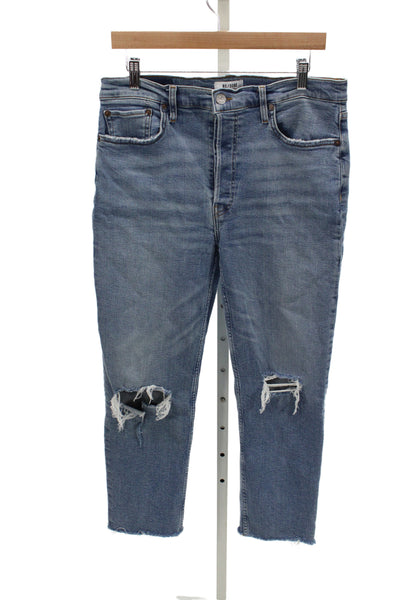 Re/Done Womens Cropped Mid Rise Blue Jeans Size 31
