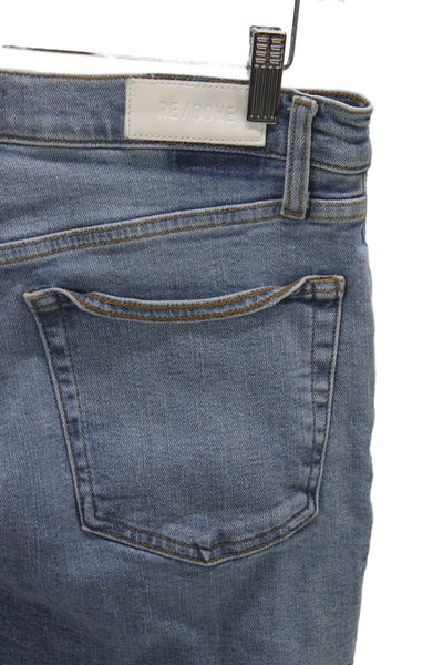 Re/Done Womens Cropped Mid Rise Blue Jeans Size 31