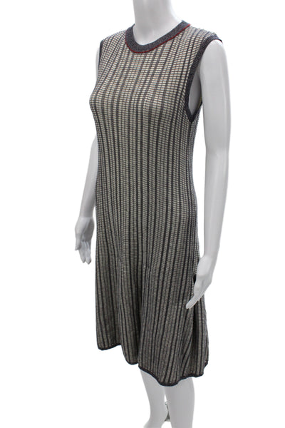 Victoria Beckham Womens Gray Striped Fit & Flare Dress Sleeveless Size S