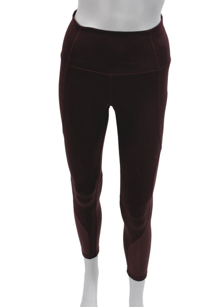 Lululemon Women Ankle Leggings Purple Nylon Solid Athleisure Pull On Size XS