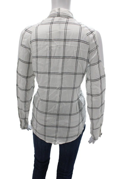Generation Love Women Collared Plaid Blouse Black Long Sleeve Rayon Size L
