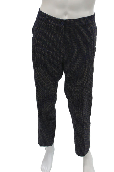 Etro Women Blue Polka Dot Dress Pants Viscose Button Inseam 30 Size 48