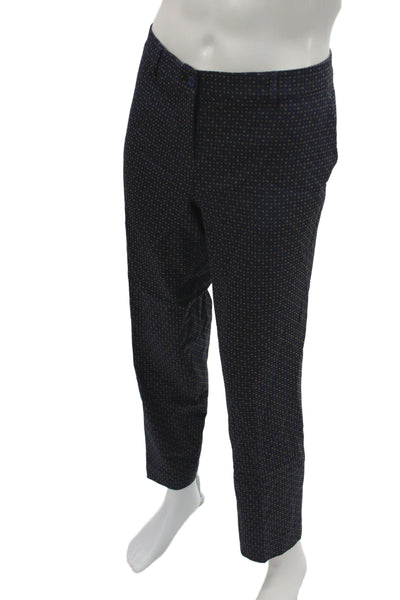 Etro Women Blue Polka Dot Dress Pants Viscose Button Inseam 30 Size 48