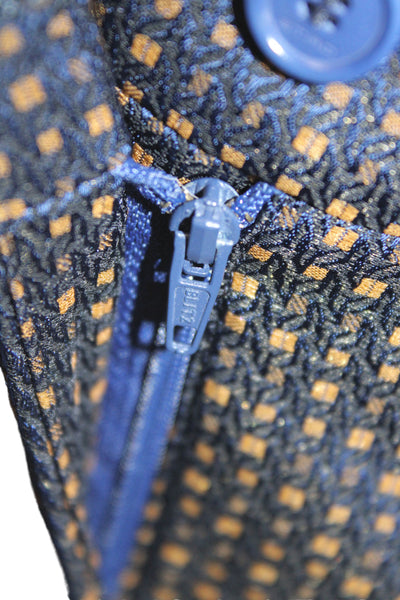 Etro Women Blue Polka Dot Dress Pants Viscose Button Inseam 30 Size 48