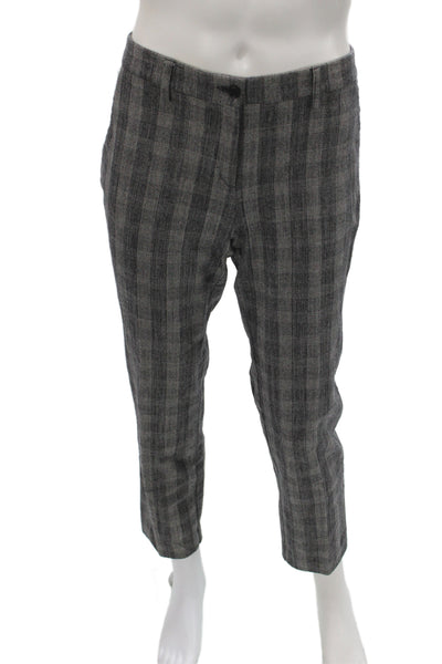 Etro Mens Gray Plaid Wool Dress Pants Button Classic Size 46