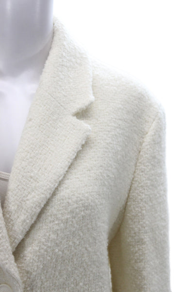 Zara Women Overcoat Ivory Polyester Button Long Sleeve Size M