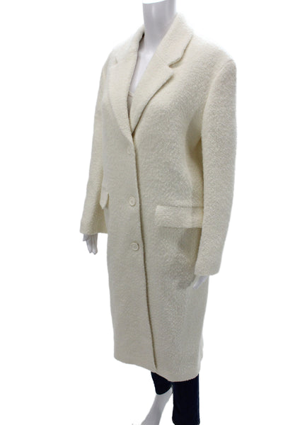 Zara Women Overcoat Ivory Polyester Button Long Sleeve Size M