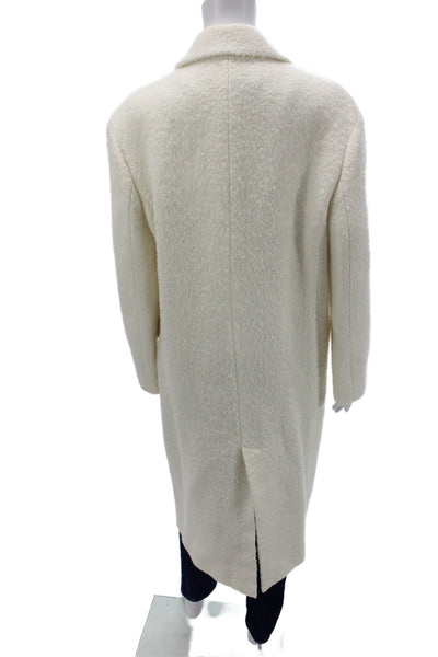 Zara Women Overcoat Ivory Polyester Button Long Sleeve Size M