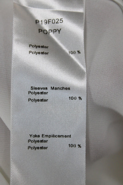Anne Fontaine Womens White Floral Collared Short Sleeve Basic Blouse Size 44