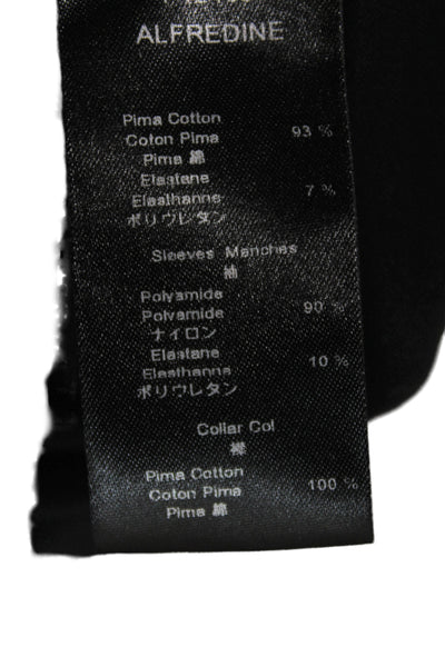 Anne Fontaine Women Black Pima Cotton Collared Long Sleeve Blouse Size 42