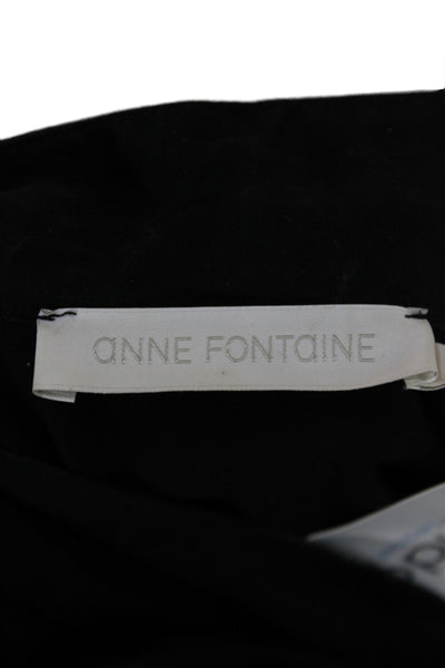 Anne Fontaine Women Jersey Pima Cotton Black Long Sleeve Blouse Size 42