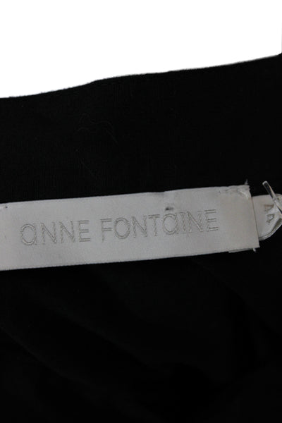 Anne Fontaine Women Black High Neck Long Sleeve Cotton Blouse Zip Size 44