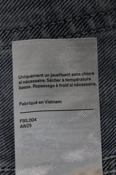Quince Womens Basic Jacket Blue Organic Cotton Button Long Sleeve Size M