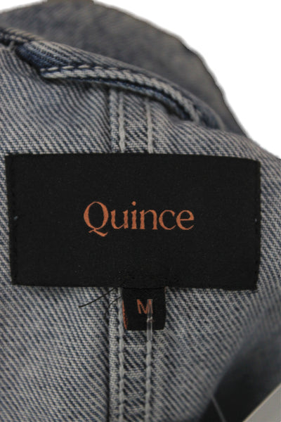 Quince Womens Basic Jacket Blue Organic Cotton Button Long Sleeve Size M