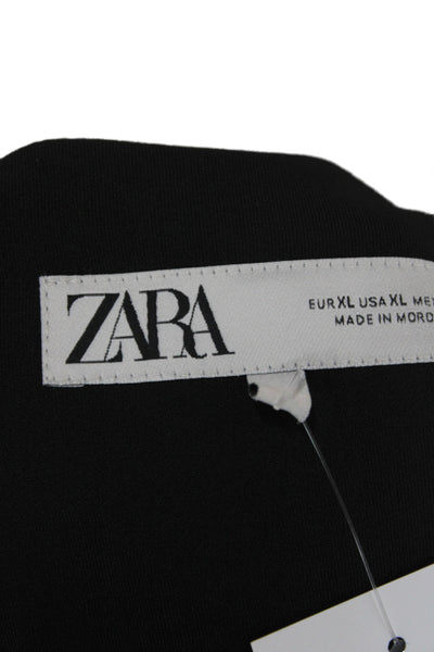 Zara Womens Basic Jacket Vest Black Viscose Button Sleeveless Solid Size XL