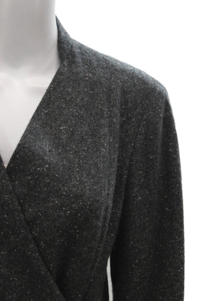 Chanel Women Gray Cashmere Long Sleeve Basic Jacket Button Closure Size 42