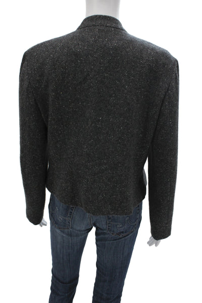 Chanel Women Gray Cashmere Long Sleeve Basic Jacket Button Closure Size 42