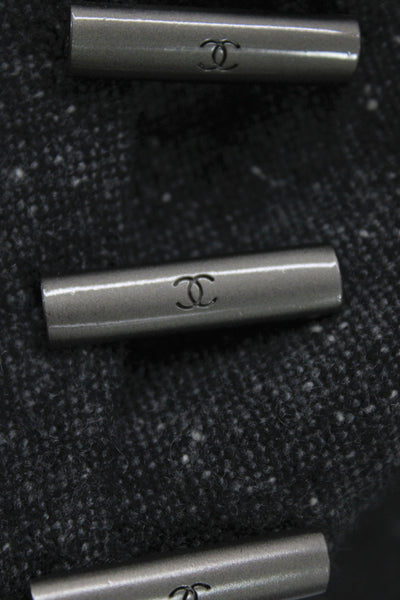 Chanel Women Gray Cashmere Long Sleeve Basic Jacket Button Closure Size 42
