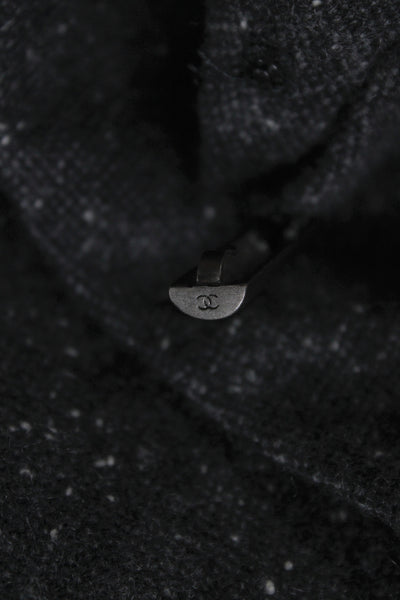Chanel Women Gray Cashmere Long Sleeve Basic Jacket Button Closure Size 42
