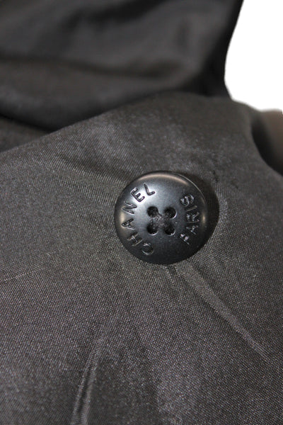 Chanel Women Gray Cashmere Long Sleeve Basic Jacket Button Closure Size 42
