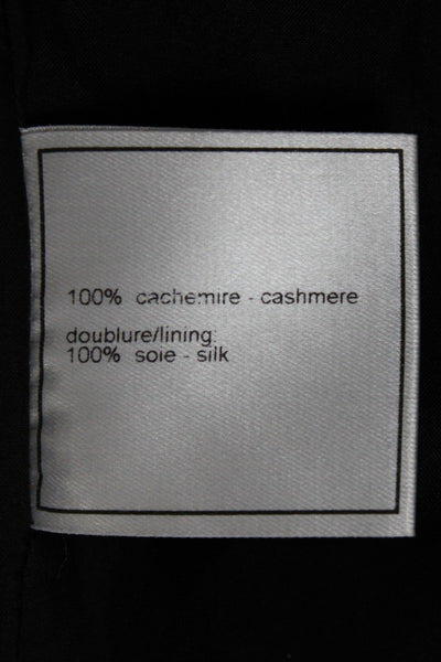Chanel Women Gray Cashmere Long Sleeve Basic Jacket Button Closure Size 42