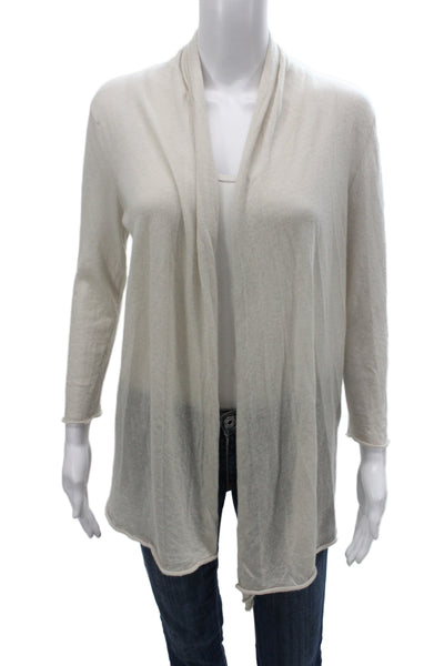 Donna Karan New York Womens Cashmere Cowl Cardigan Ivory Long Sleeve Size S