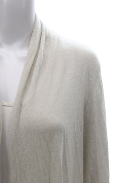 Donna Karan New York Womens Cashmere Cowl Cardigan Ivory Long Sleeve Size S