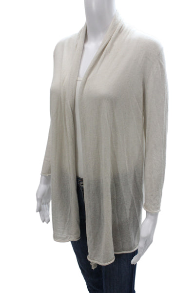 Donna Karan New York Womens Cashmere Cowl Cardigan Ivory Long Sleeve Size S