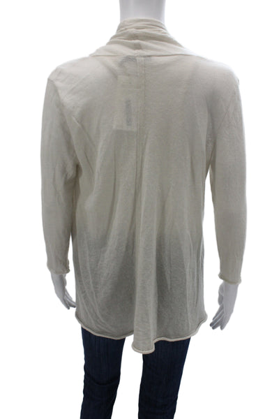 Donna Karan New York Womens Cashmere Cowl Cardigan Ivory Long Sleeve Size S