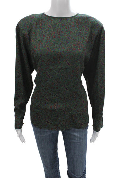 Emanuel Ungaro Parallele Womens Silk Paisley Green Shirt Size 10