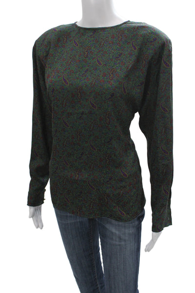 Emanuel Ungaro Parallele Womens Silk Paisley Green Shirt Size 10