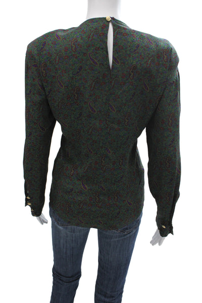 Emanuel Ungaro Parallele Womens Silk Paisley Green Shirt Size 10