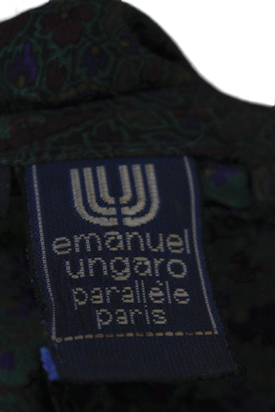 Emanuel Ungaro Parallele Womens Silk Paisley Green Shirt Size 10