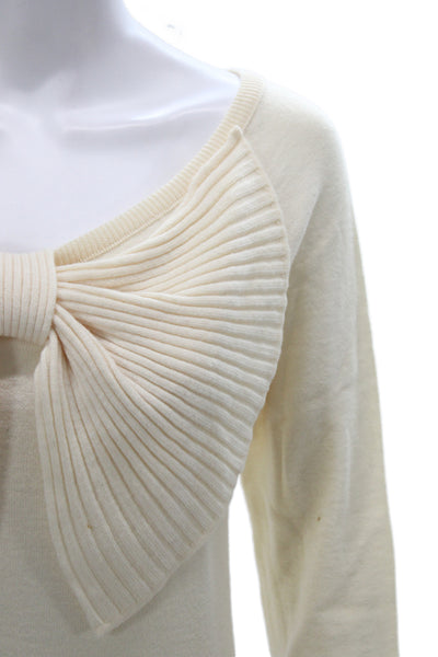 Sonia Rykiel Womens Ivory Scoop Neck Bow Pullover Sweater 3/4 Sleeve Size 42