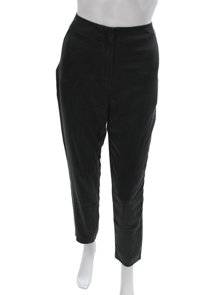 Chanel Women Black Silk Ankle Pants Classic Size 42