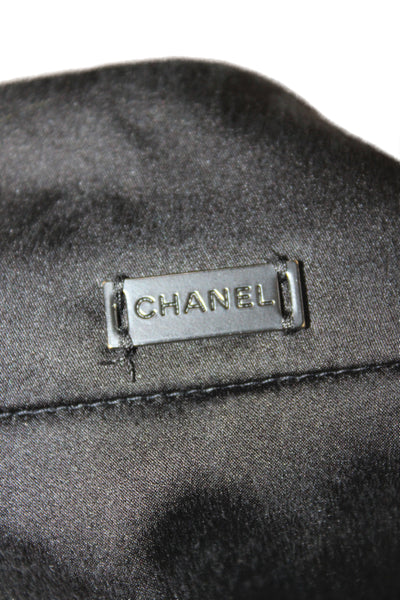 Chanel Women Black Silk Ankle Pants Classic Size 42