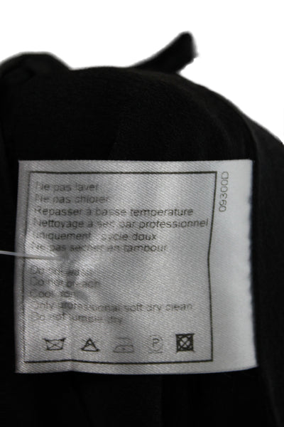Chanel Women Black Silk Ankle Pants Classic Size 42