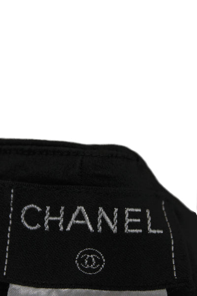 Chanel Women Black Silk Ankle Pants Classic Size 42