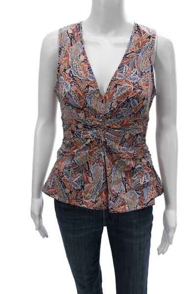 Veronica Beard Women Paisley V Neck Camisole Zip Multicolor Size 0