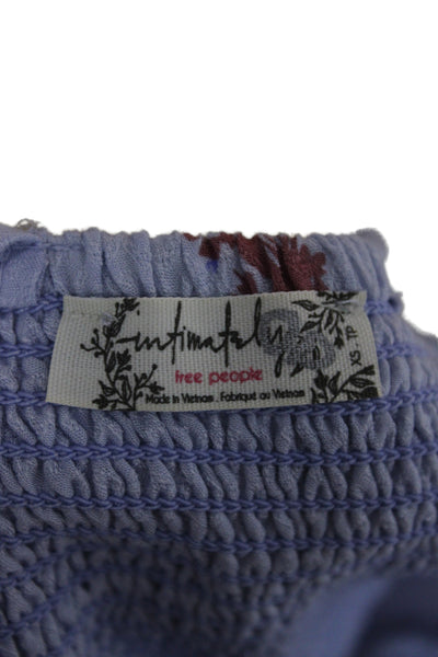 Intimately Free People Women Maxi Floral V Neck Sleeveless Blue Dress Size XS