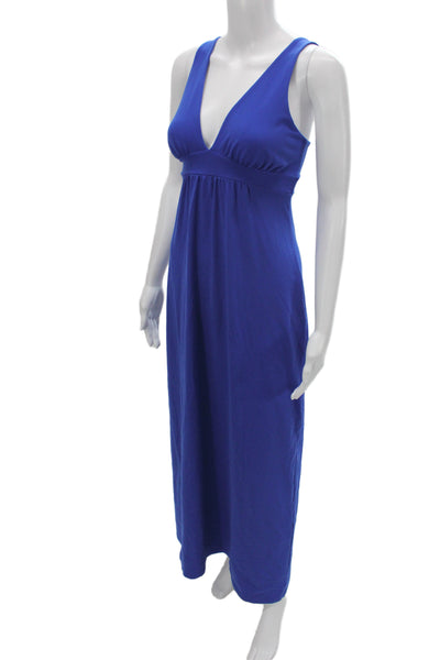 Susana Monaco Women Maxi Dress Blue V-Neck Sleeveless Full Length Size S
