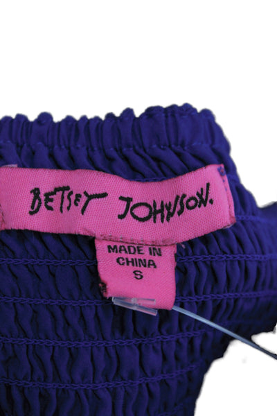 Betsey Johnson Women Fit & Flare Dress Blue Striped V-Neck Mini Size S