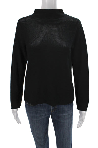 Eileen Fisher Women Pullover Sweater Black Mock Neck Long Sleeve Size S