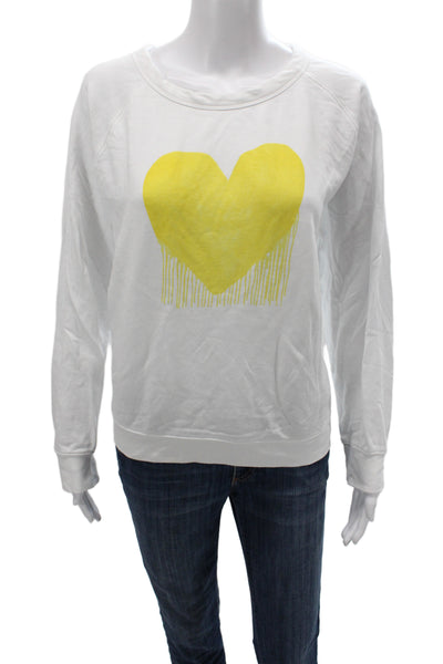 Kerri Rosenthal Women Pullover White Cotton Crew Neck Long Sleeve Heart Size XL