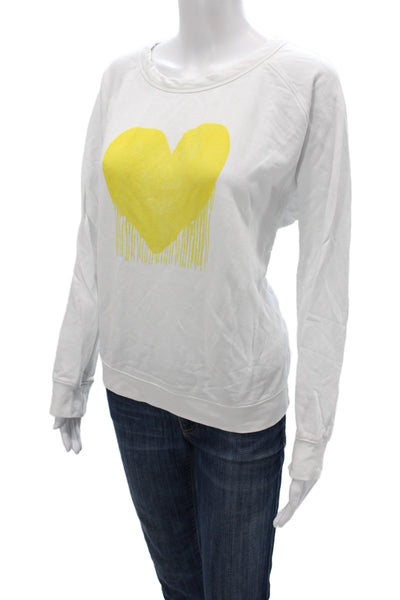 Kerri Rosenthal Women Pullover White Cotton Crew Neck Long Sleeve Heart Size XL
