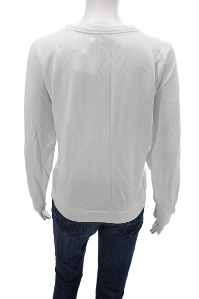 Kerri Rosenthal Women Pullover White Cotton Crew Neck Long Sleeve Heart Size XL